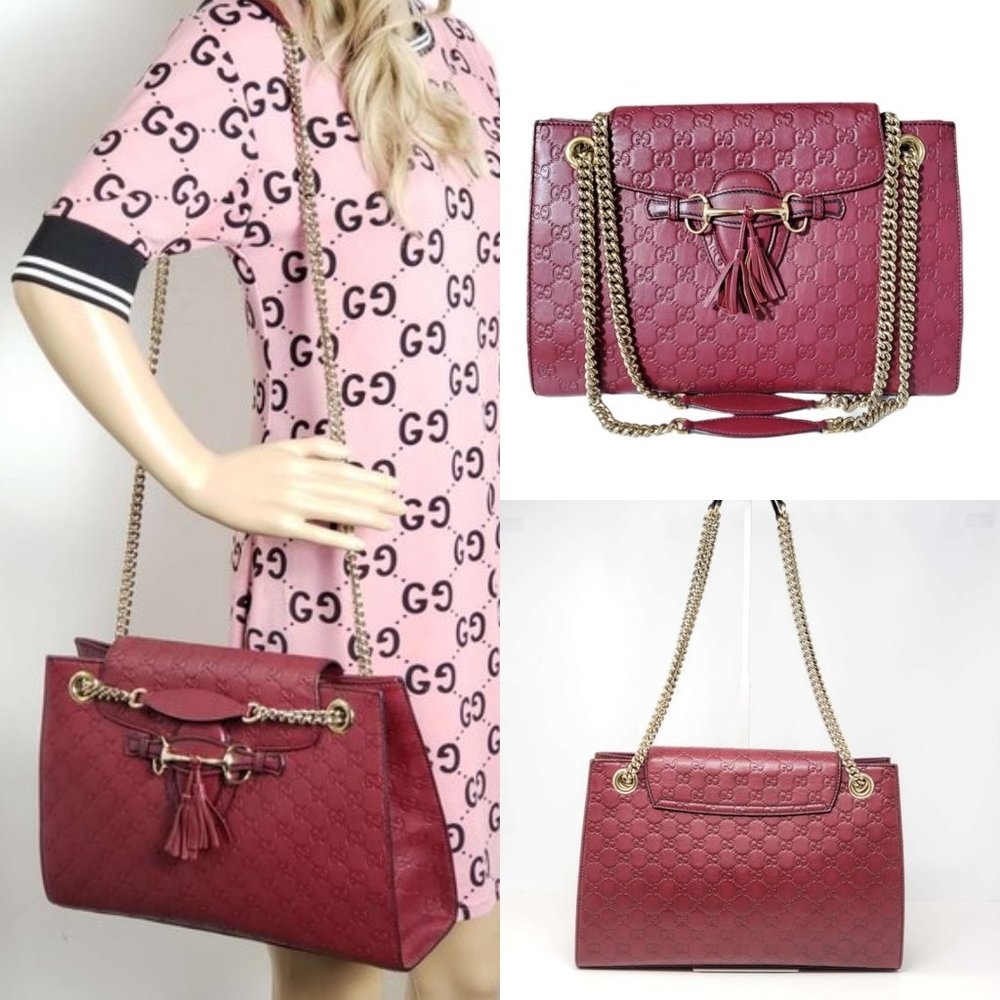 Auth Gucci Emily Guccissima Large Shoulder Bag